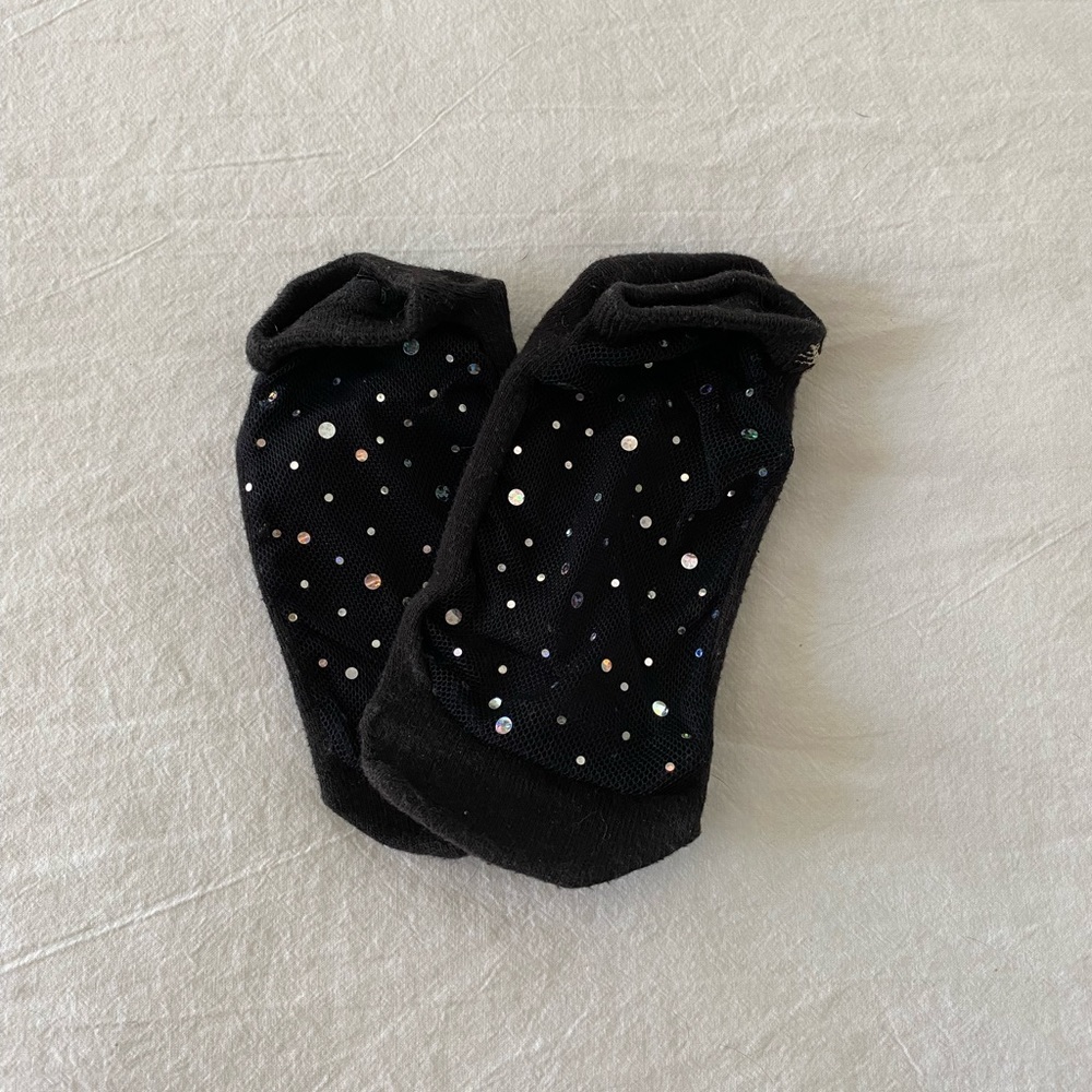 EUC Black Sparkly Mesh Barre Socks Size S/M